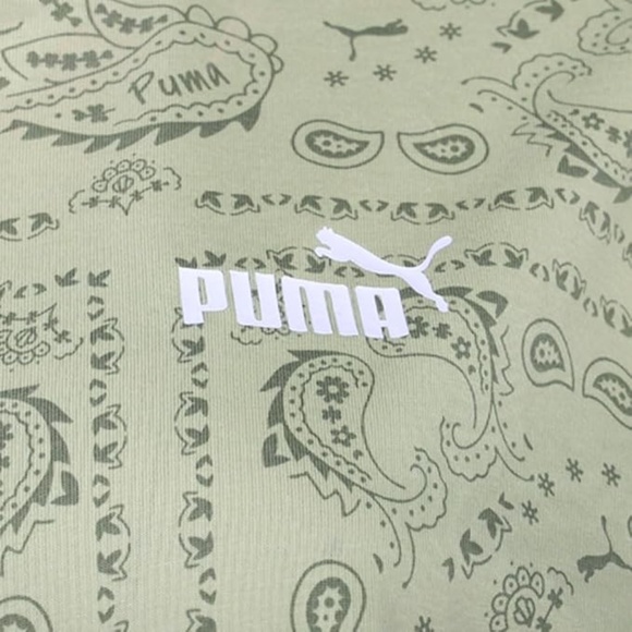 NWT PUMA ESS+ Paisley AOP Stylish Graphic Tee Crew neck T-Shirt Pistachio Green - Picture 5 of 5
